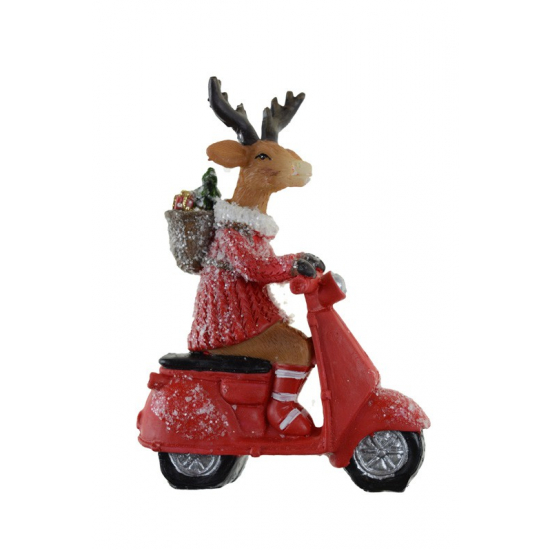 Figura szarvas poly motoron 9*3.5*12.5cm piros