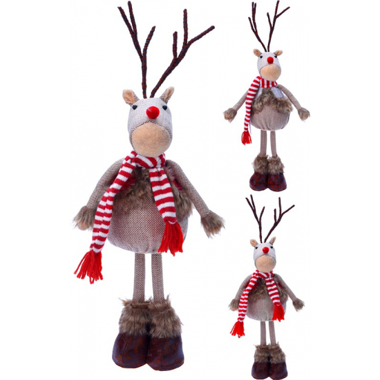 Figura szarvas textil csíkos sállal 48cm barna