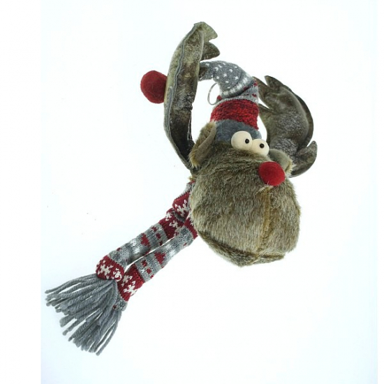 Figura szarvasfej plüss 23*14*22cm barna/piros