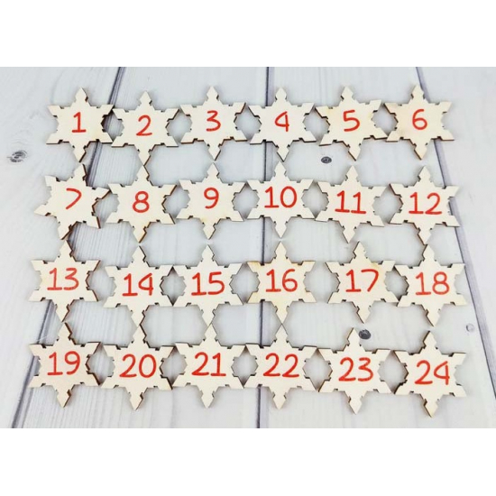 TÁBLA fa 1-24-IG MINI HÓPIHE 3*3cm s/24 ADVENT natúr LV