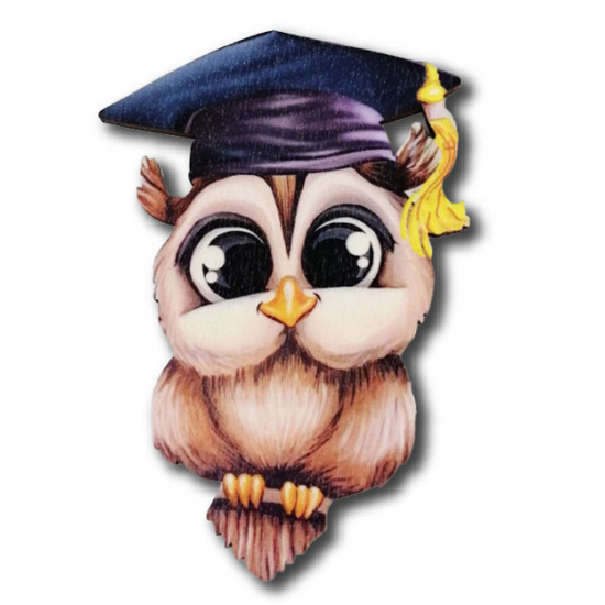 Tábla fa cuki bagoly 10*7cm LV