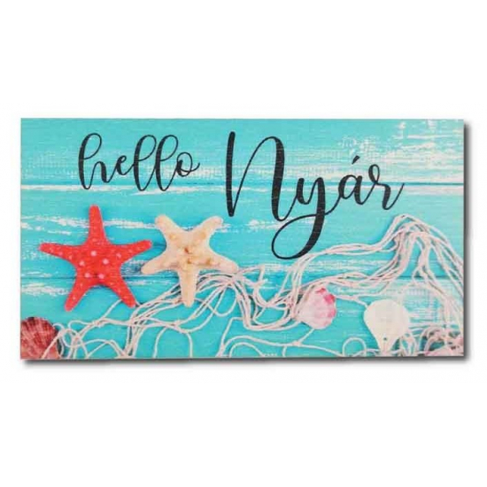 Tábla fa HELLO NYÁR TÜRKIZ FADESZKA 7,5*14 cm LV