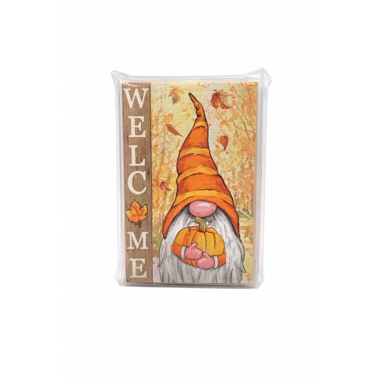 Tábla fa manós 6*8cm Welcome narancs