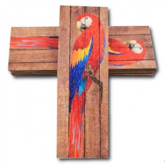 Tábla fa Papagáj 3,4*10cm deszkán LV