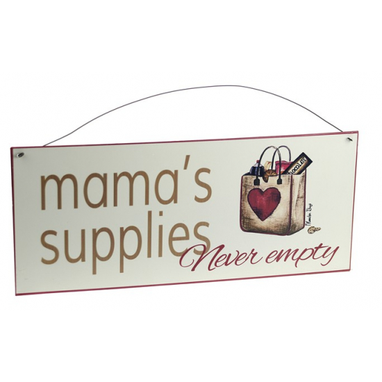 Tábla fém mama´s supplies feliratos 35*15cm akasztós DK