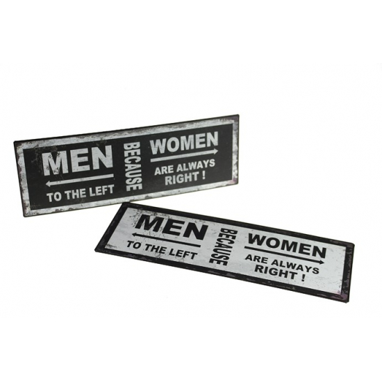 Tábla fém Men/women feliratos 35*15cm akasztós DK