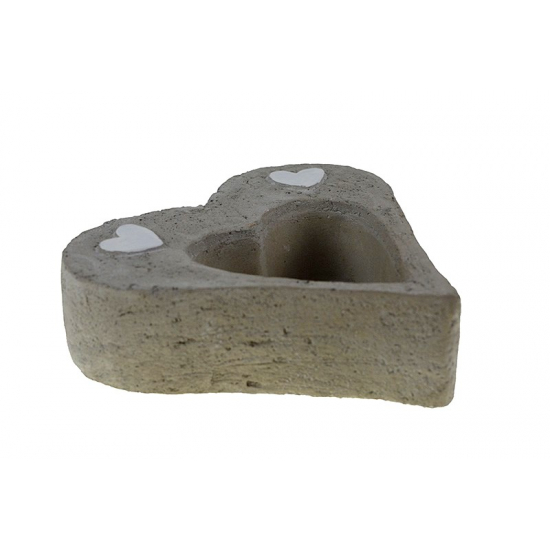 Tál kő szív forma 18*16*H5cm mosott fehér