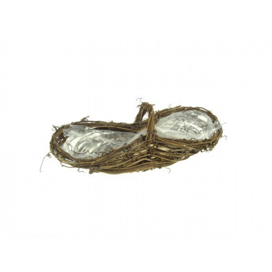 Tál szőlővessző ovális 24*10cm füllel, osztott natúr