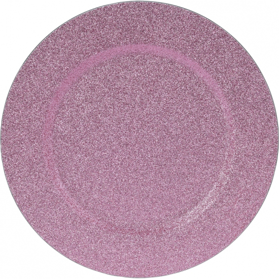 Tányér műanyag D33cm glitteres pink