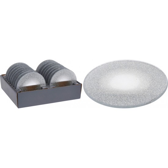 Tányér üveg D10cm ezüst