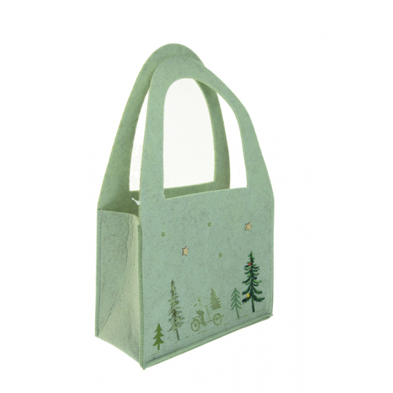 Táska filc 22*10*16cm nagy füllel zöld