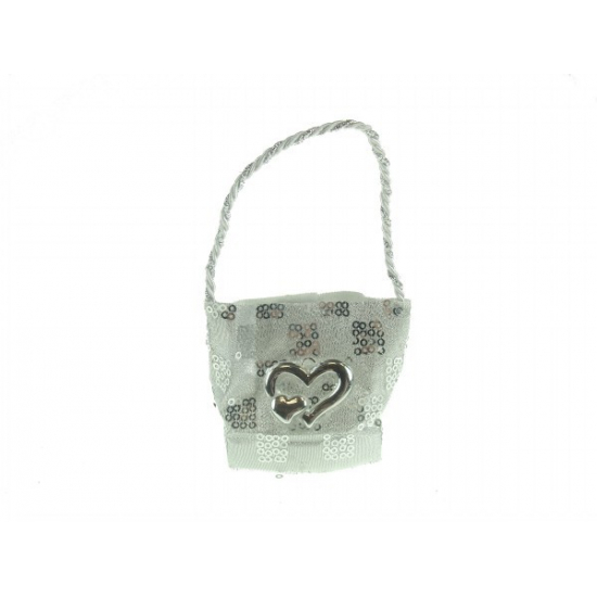 Táska textil ajándékkisérő 6,5*8cm ezüst