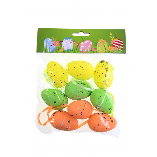 Tojás hungarocell 3*5cm s/9 sárga/zöld/narancs
