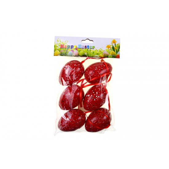 Tojás műanyag 4*6cm s/6 akasztós piros