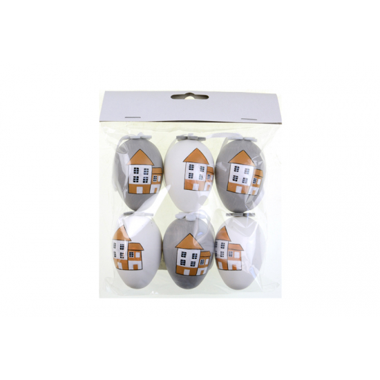 Tojás műanyag házikós 6cm s/6 szürke