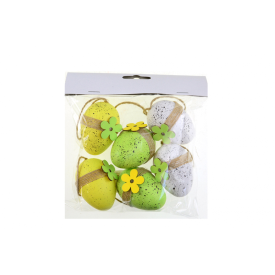 Tojás műa. 6cm s/6 sárga/zöld/fehér