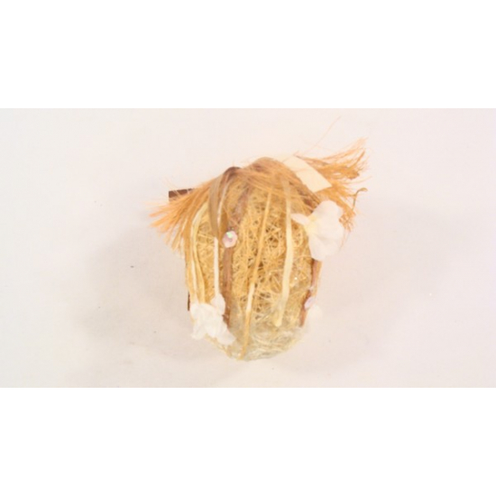 Tojás sisal 7cm virágos barna