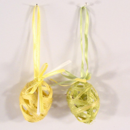 Tojás sisal 5cm s/8 sárga/zöld