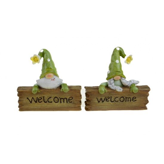 Figura törpe poly welcome 8*2*7cm 8*2*7cm 2féle zöld