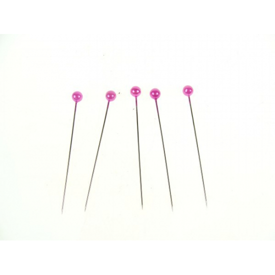 Tű fém gyöngyös 65mm s/100 pink