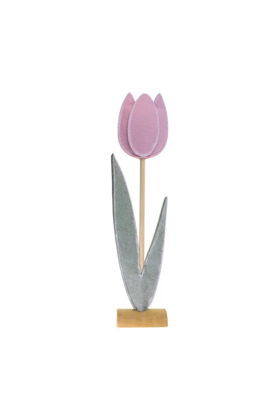 Tulipán filc/fa 58cm 2D rózsaszín