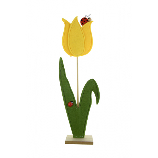 Tulipán filc/fa 39cm 2D sárga
