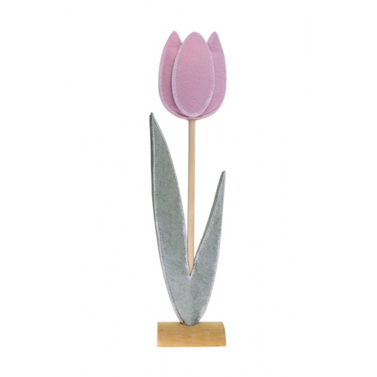 Tulipán filc/fa 43cm 2D rózsaszín