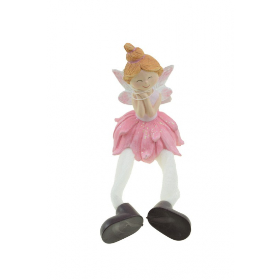 Figura tündér poly lógólábú 9cm rózsaszín