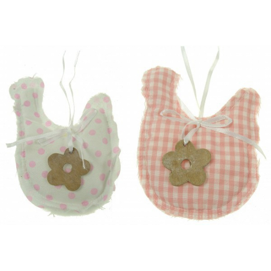 Tyúk textil akasztós 9*12cm pöttyös/kockás rózsaszín