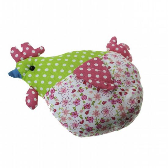 Tyúk textil pöttyös/virágos H25cm színes