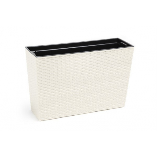 Ültetőláda műanyag rattan 19*56*36cm Werbena fehér Lamela