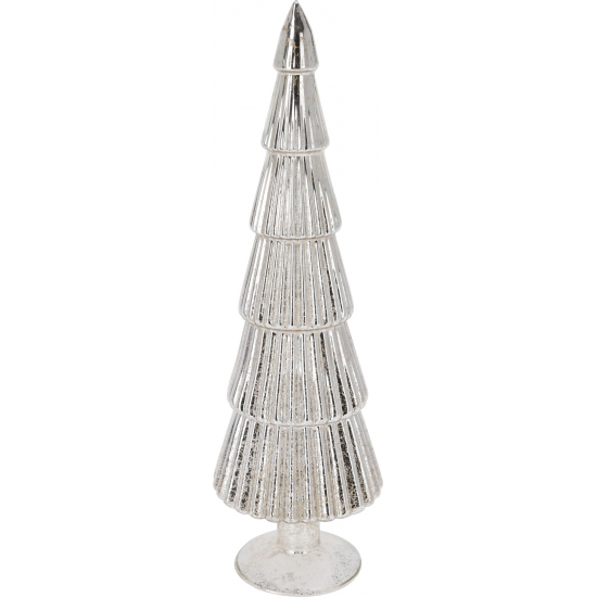 Üveg fenyőfa 34cm ezüst
