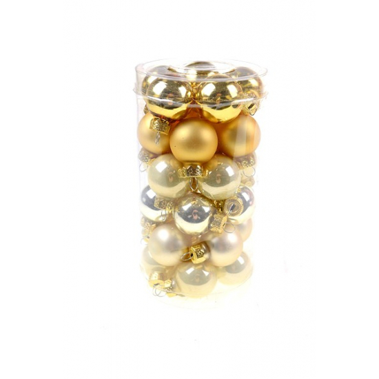 Üveggömb 2,5cm s/30 mix arany/pezsgő