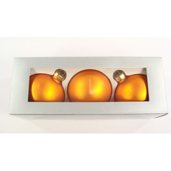Üveggömb 8cm S/3 matt narancs