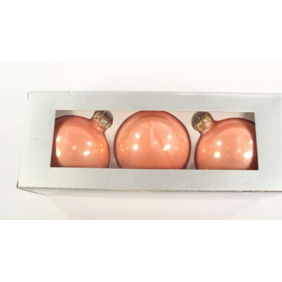 Üveggömb 8cm S/3 pearl rózsaszín