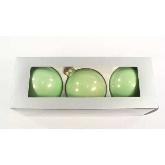 Üveggömb 8cm S/3 pearl v.zöld