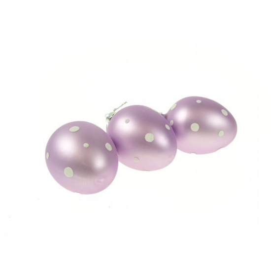 Üveggömb tojás forma 8cm s/3 pöttyös lila