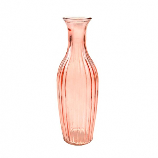 Üveg váza bordázott 7*23cm piros