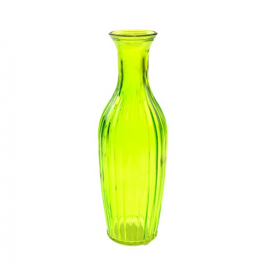 Üveg váza bordázott 7*23cm zöld