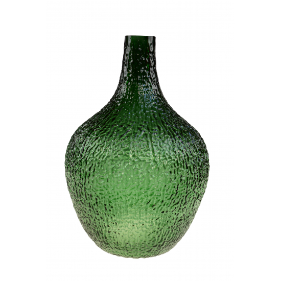 Üveg váza öblös 3,5*17*25cm nyomott mintás zöld