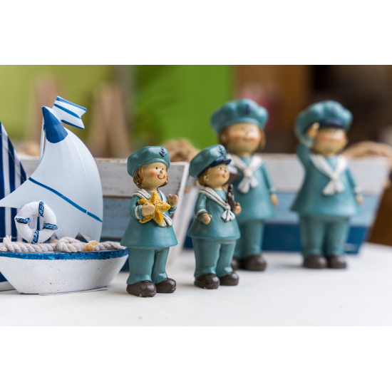 Figura világítótorony poly 9,4*3,7*1,4cm kék/fehér