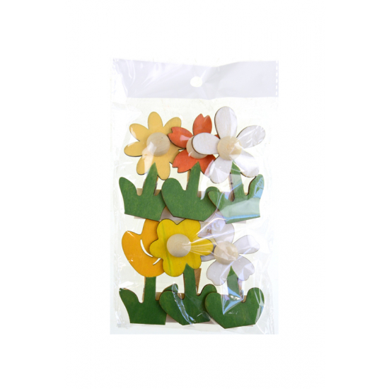 Virág fa 7*3.7*1.2cm s/6 sárga/fehér sárga/fehér