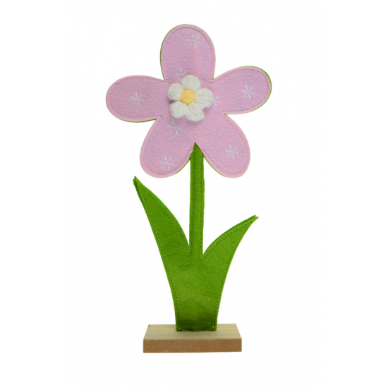 Virág filc/fa 32cm 2D rózsaszín