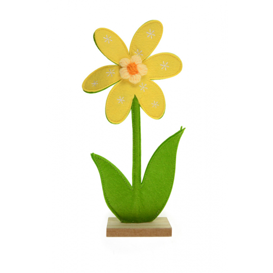 Virág filc/fa 32cm 2D sárga