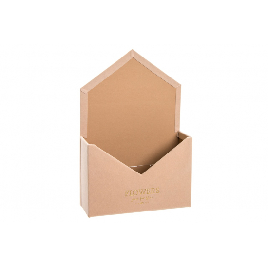 Virág doboz papír boríték forma 20*6*30 bársony bézs