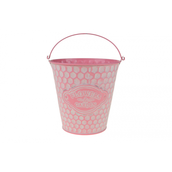 Vödör fém méhselytmintás D15/10*H14.5CM rózsaszín