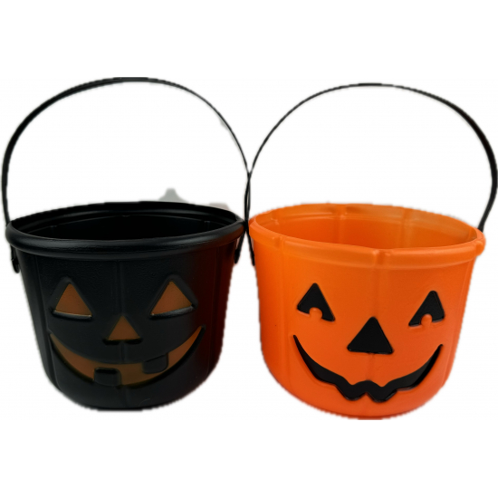 Vödör plasztik 17*13cm halloween fekete/narancs