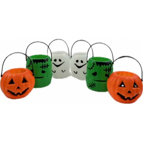 Vödör plasztik 6,5*4,5+7*6,5cm  s/6 halloweeni mix