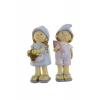 Figura fiú/lány poly sapkás 4,5*4*10,5cm virággal lila